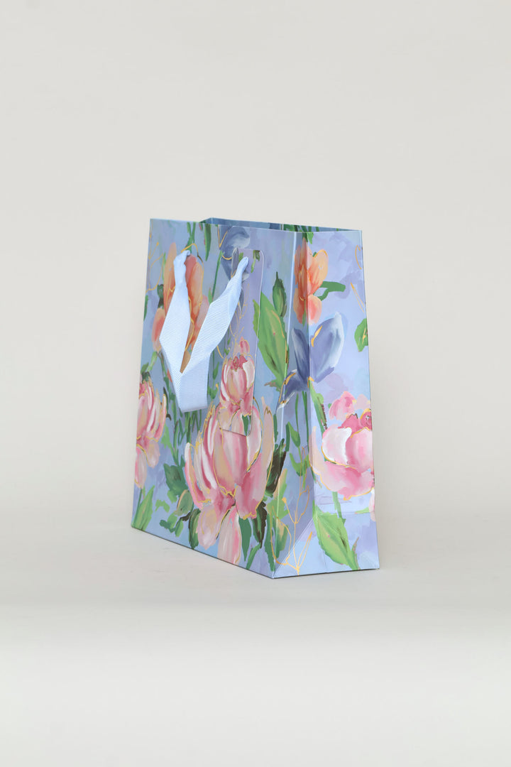 Gold Foil Floral Watercolour Gift Bag - Light Purple
