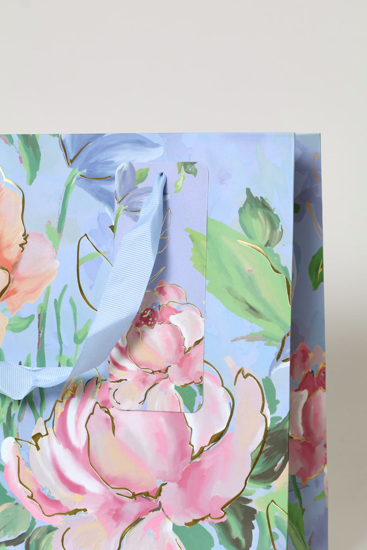 Gold Foil Floral Watercolour Gift Bag - Light Purple