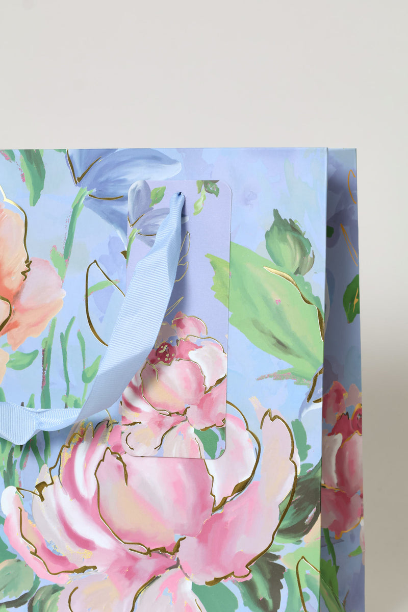 Gold Foil Floral Watercolour Gift Bag - Light Purple