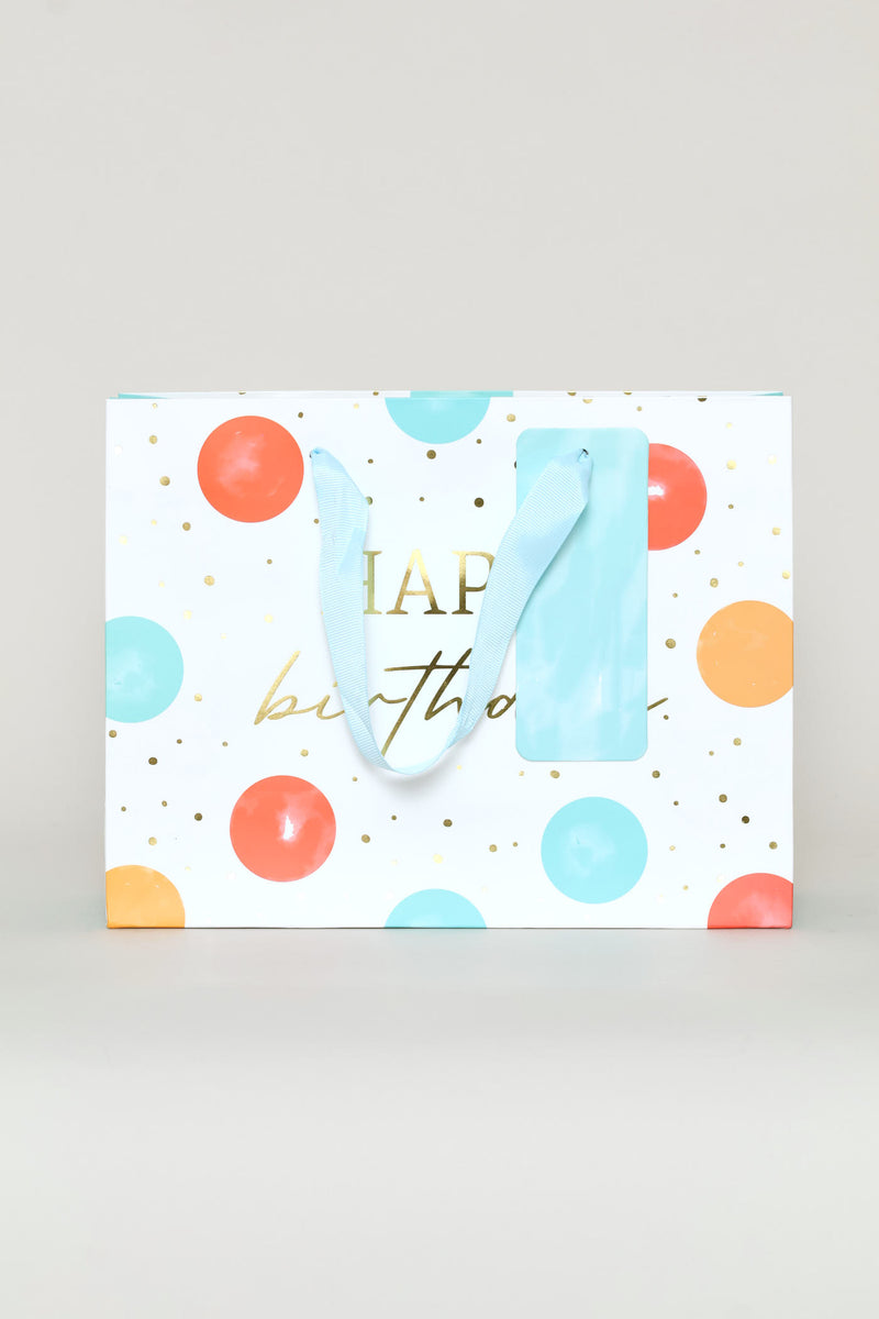 Happy Birthday Dot Gift Bag - Aqua