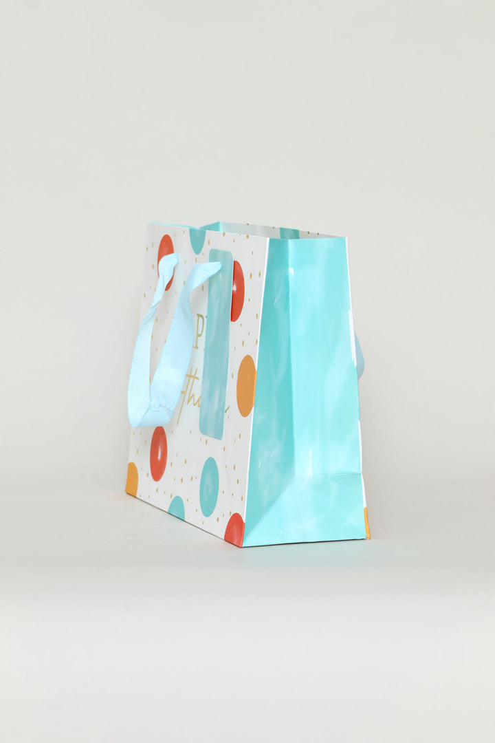 Happy Birthday Dot Gift Bag - Aqua