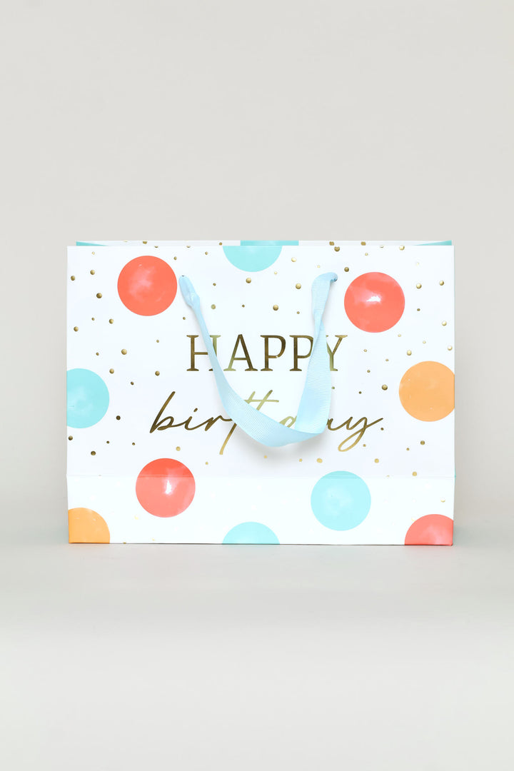 Happy Birthday Dot Gift Bag - Aqua
