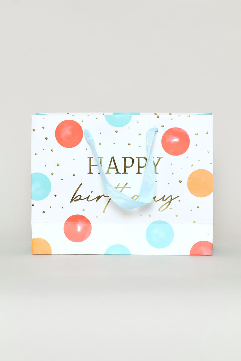 Happy Birthday Dot Gift Bag - Aqua