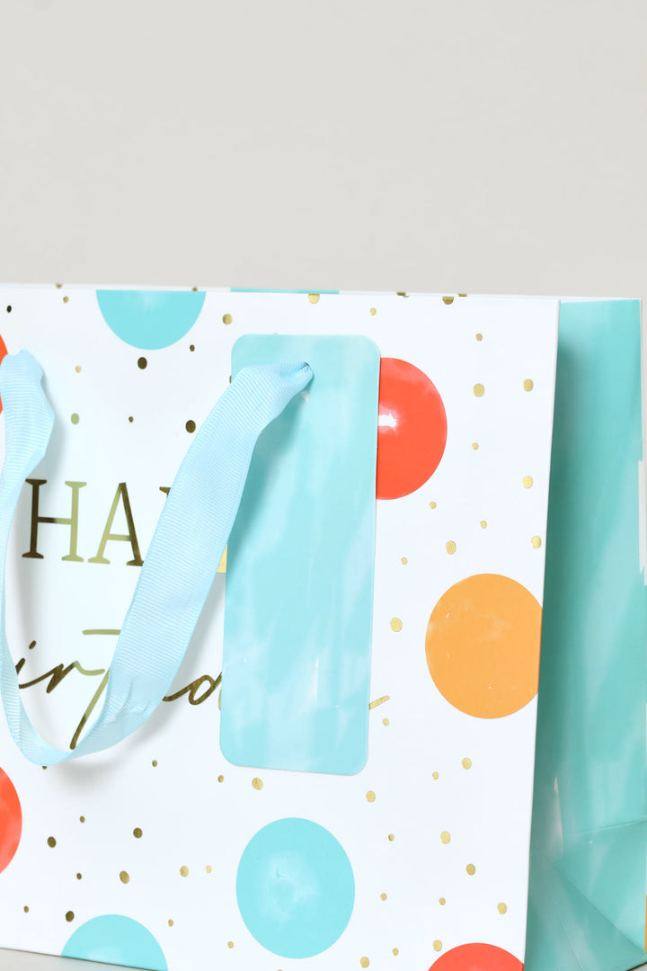 Happy Birthday Dot Gift Bag - Aqua