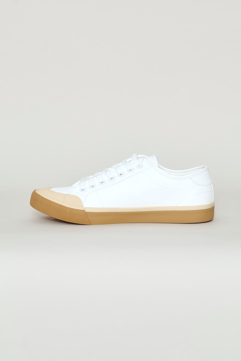 Lace Up Sneaker With Gum Sole - White
