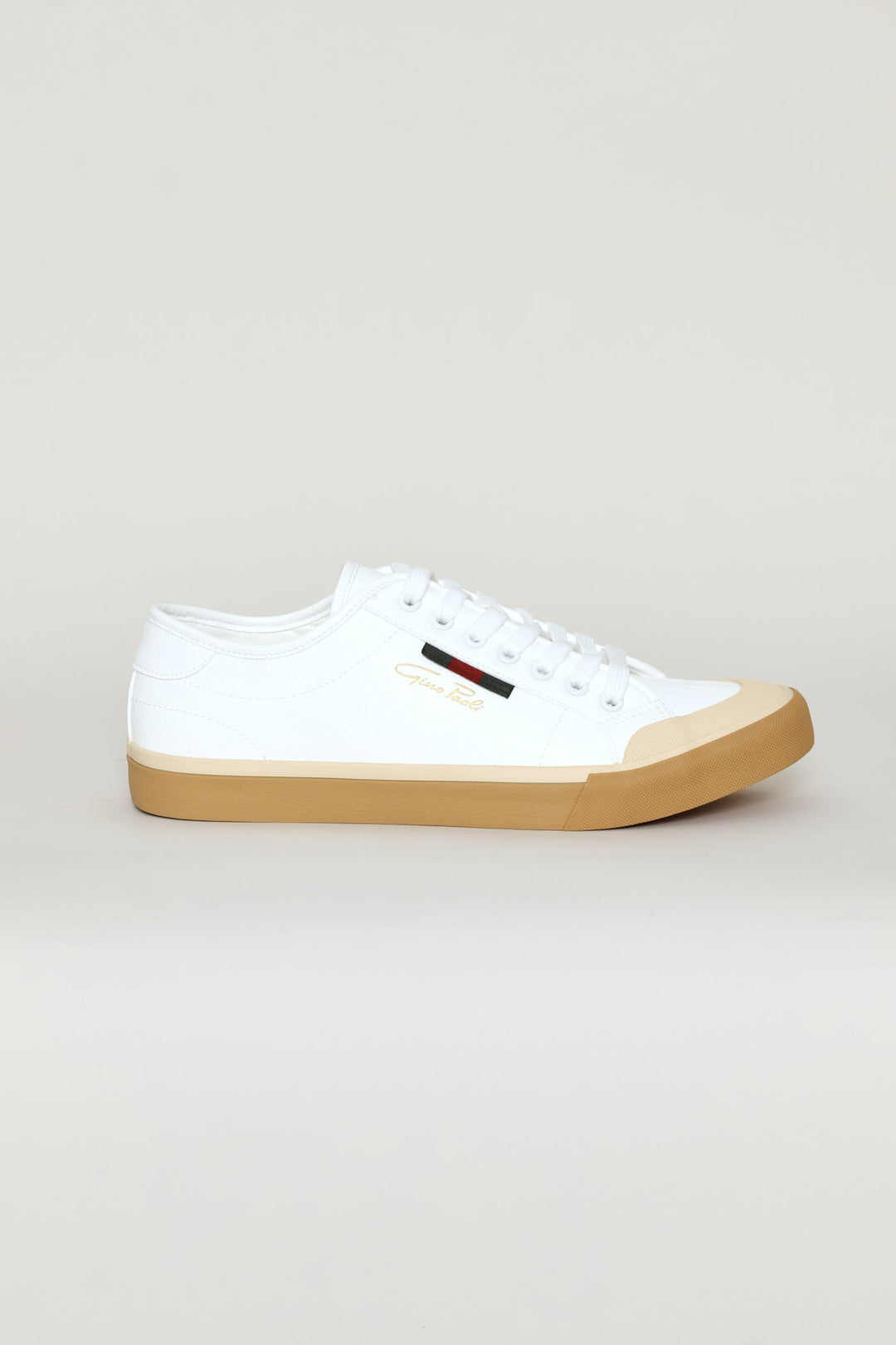 Lace Up Sneaker With Gum Sole - White