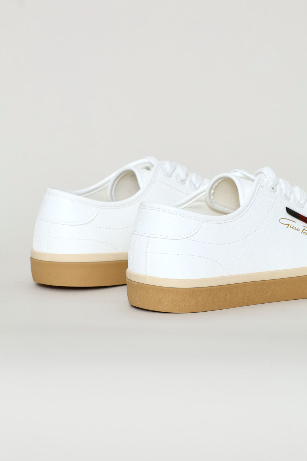Lace Up Sneaker With Gum Sole - White