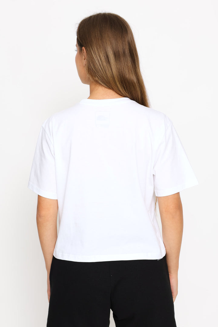 Evolution Simple Dome Relaxed Crop Tee - White