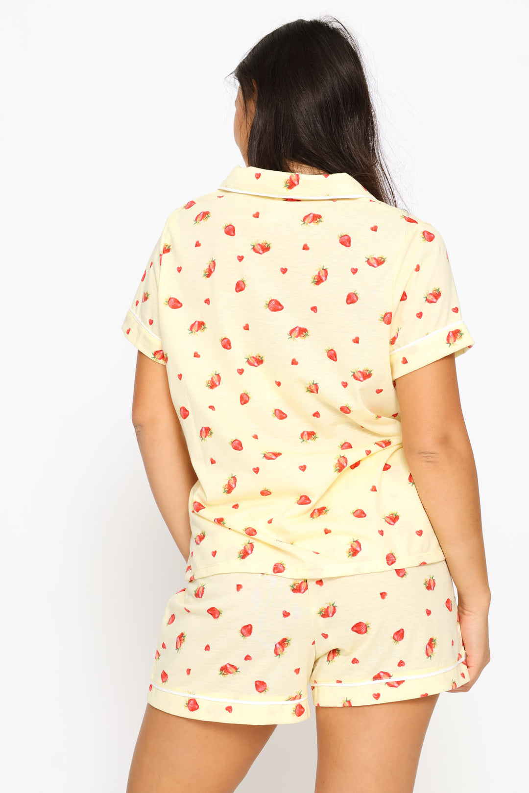 Strawberries Button Through & Short Knit Set - Yellow