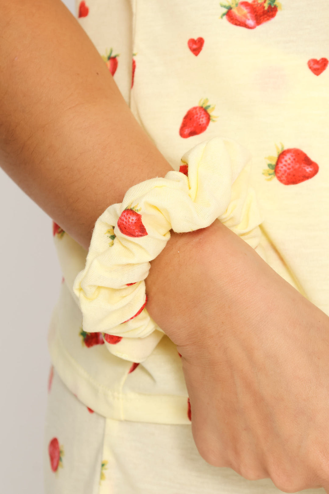 Strawberries Button Through & Short Knit Set - Yellow