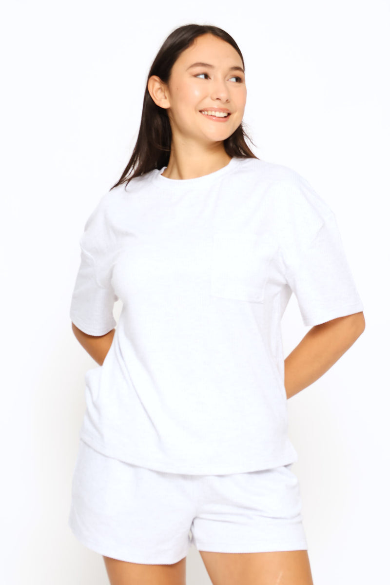 Waffle Knit Top & Short Sleep Set - Grey Melange