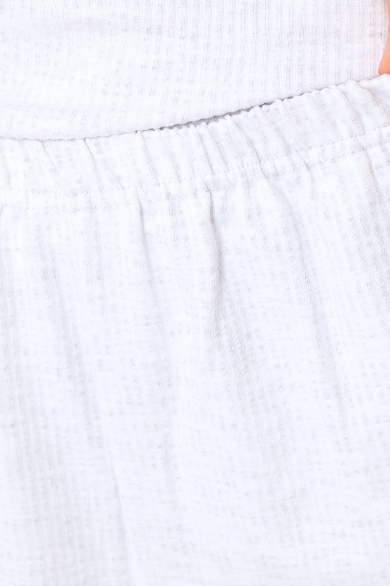 Waffle Knit Top & Short Sleep Set - Grey Melange