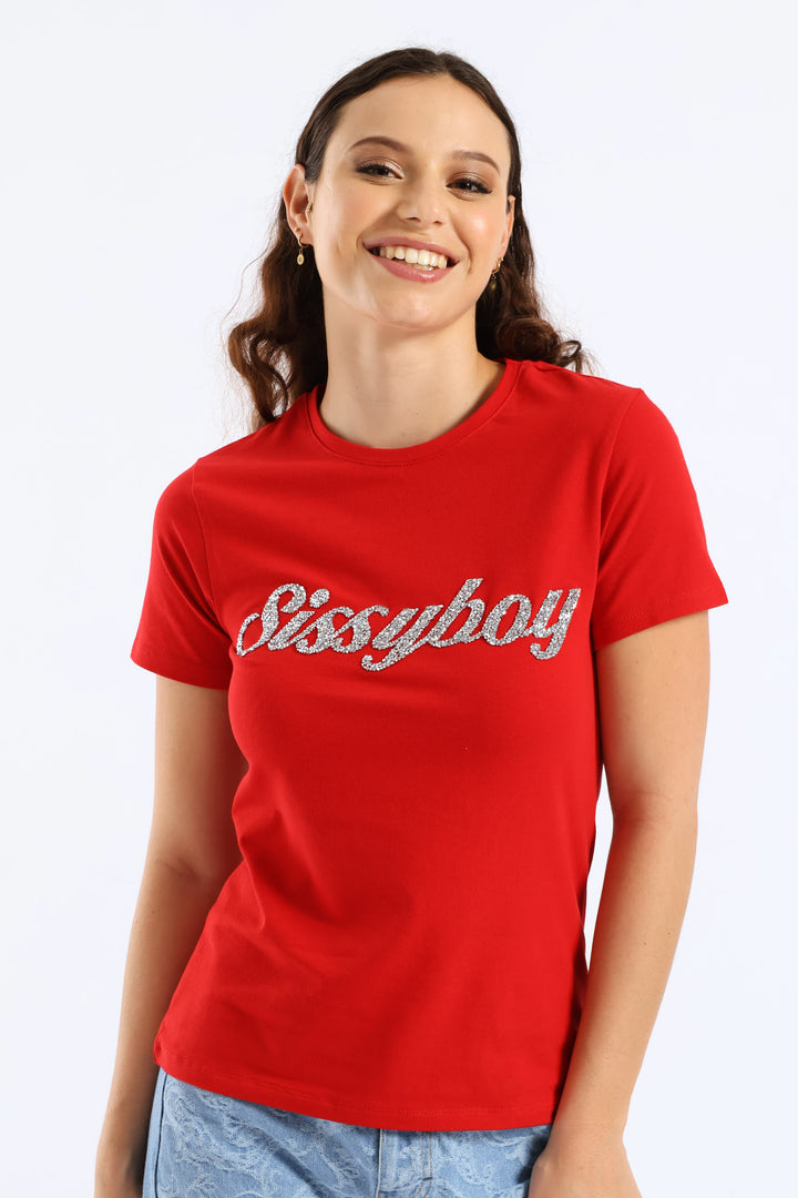 Bling Logo Regular Tee - Red