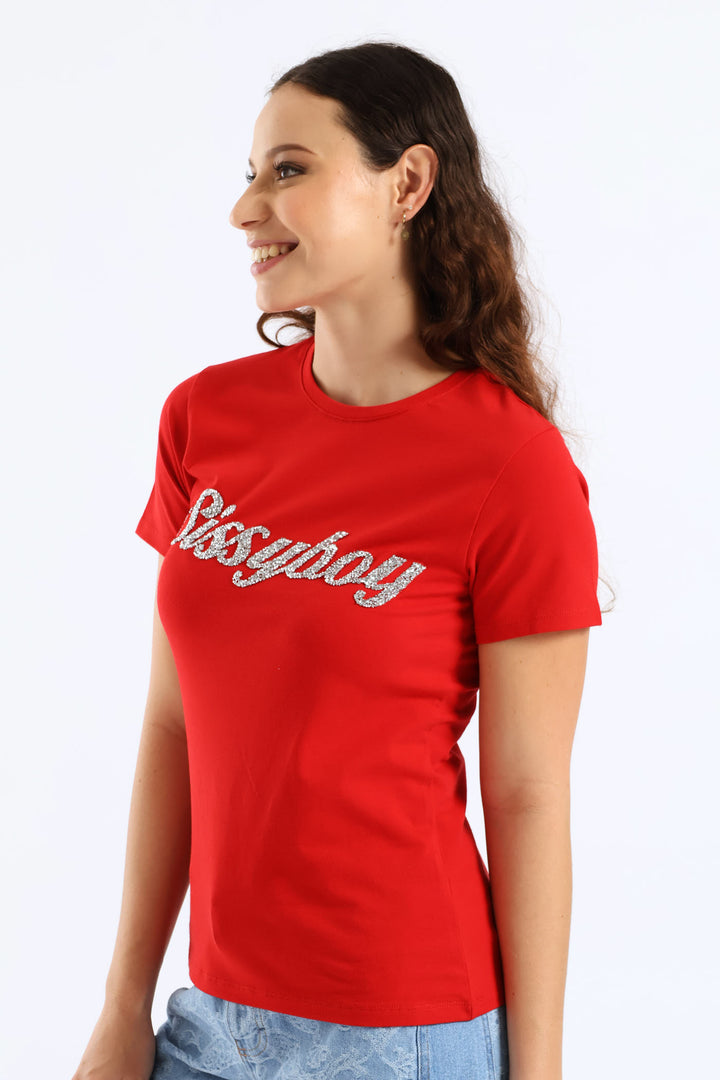 Bling Logo Regular Tee - Red