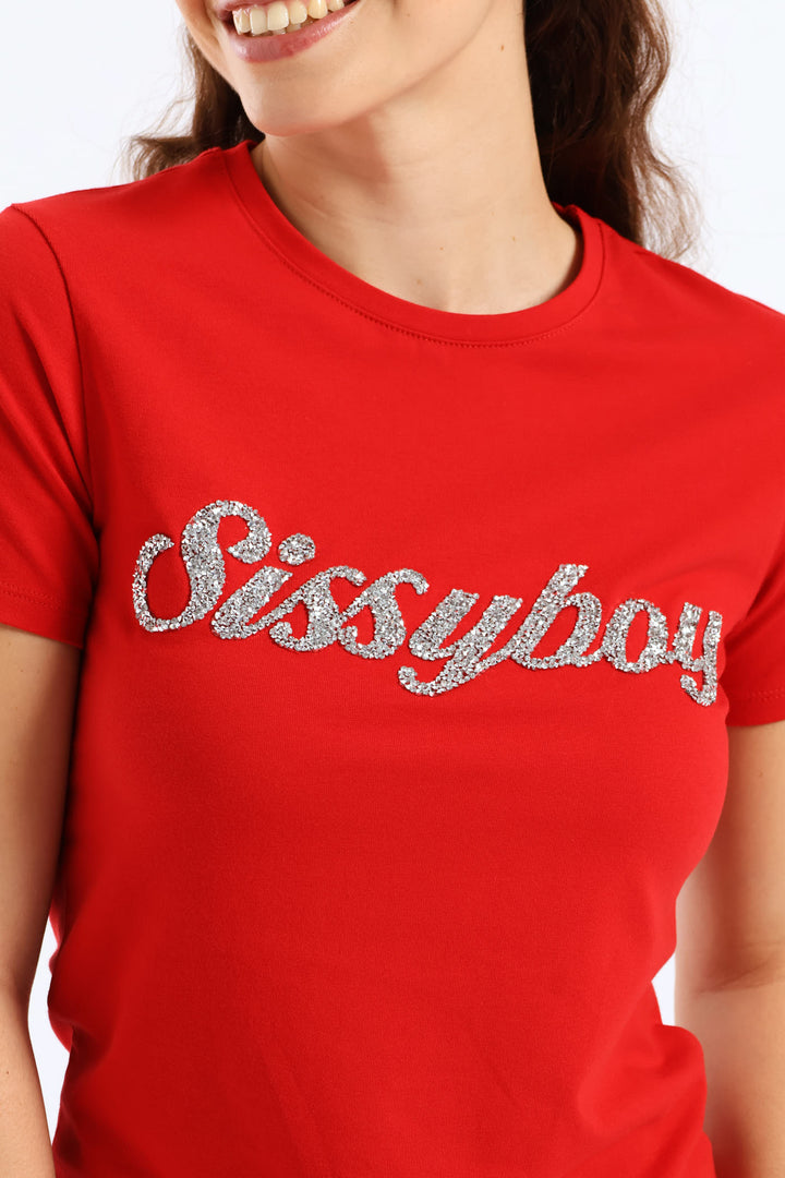 Bling Logo Regular Tee - Red