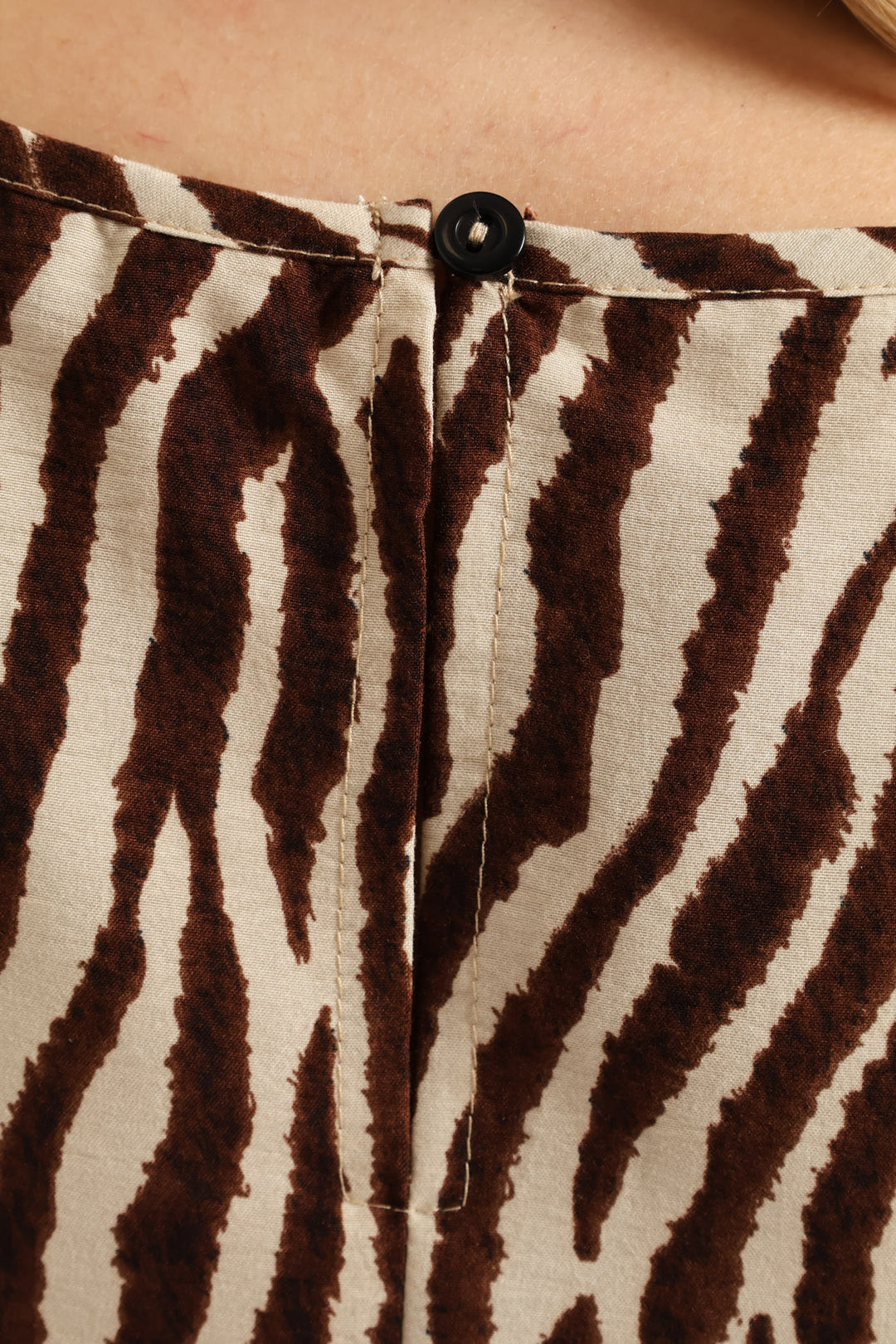 A-Line Zebra Print Midaxi Dress - Brown