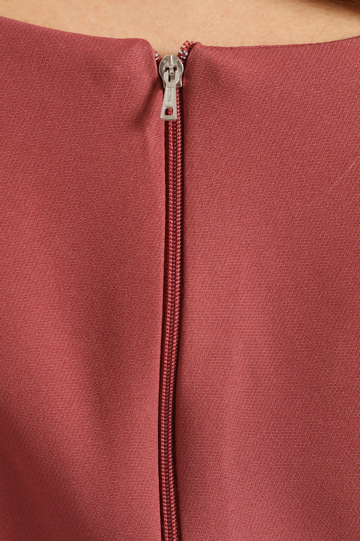 V-Notch Cap Sleeve Work Pencil Dress - Deco Rose