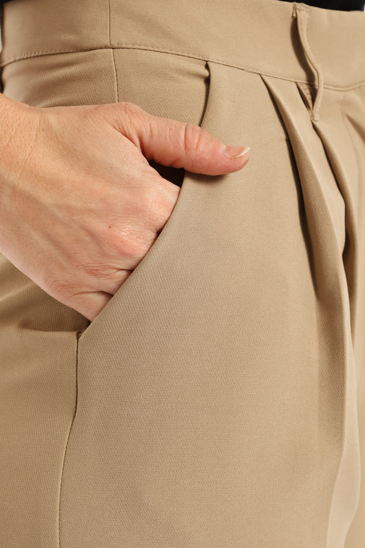 Release Pleat Wide Leg Pants - Taupe