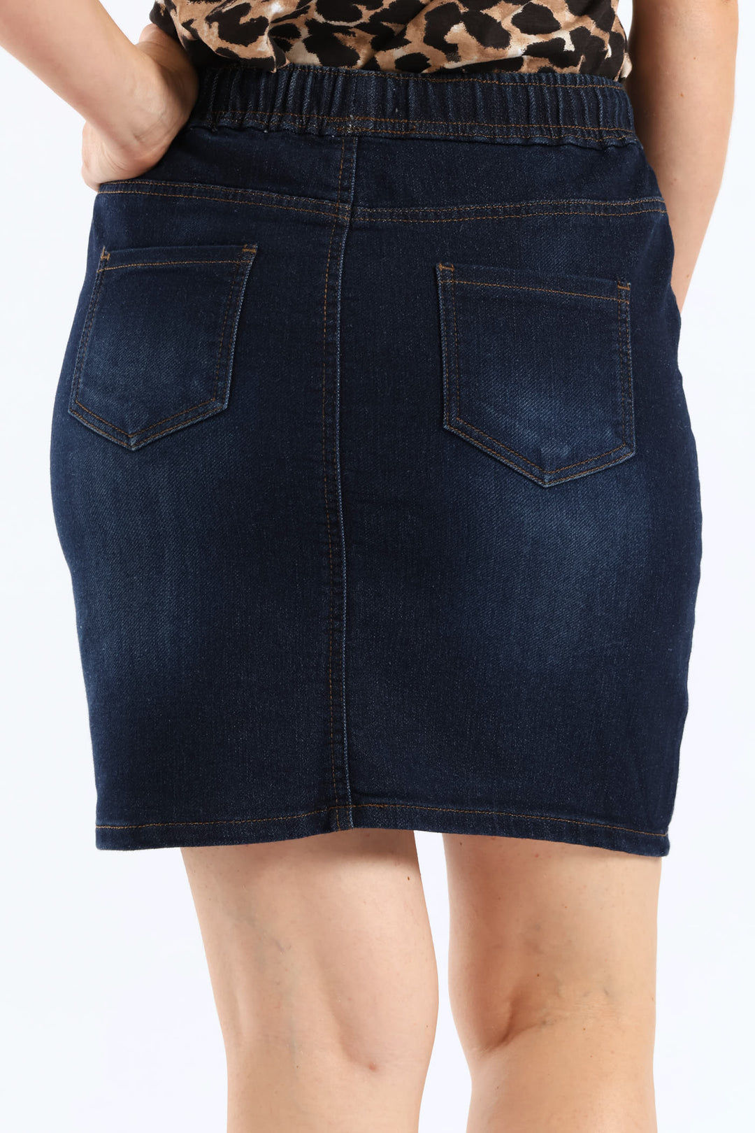 Knit Denim Mini Skirt - Ink