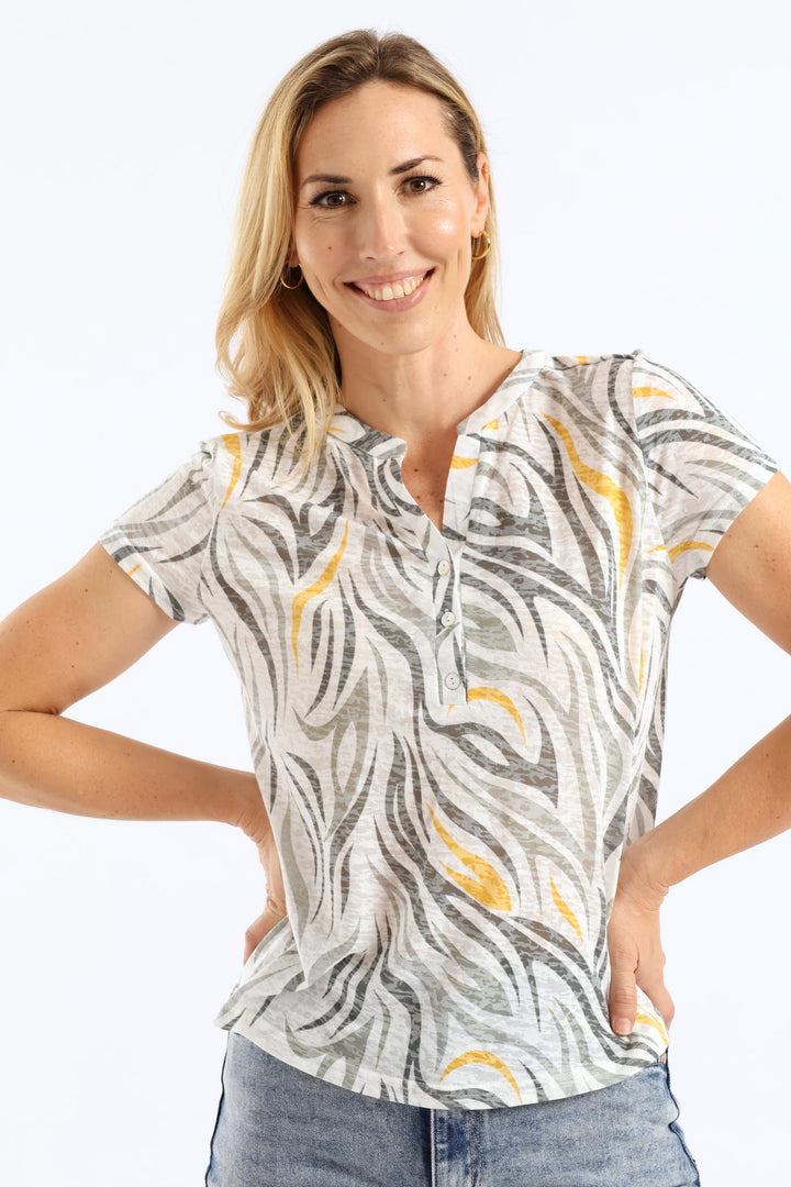 Burnout Henley T-Shirt - Sage