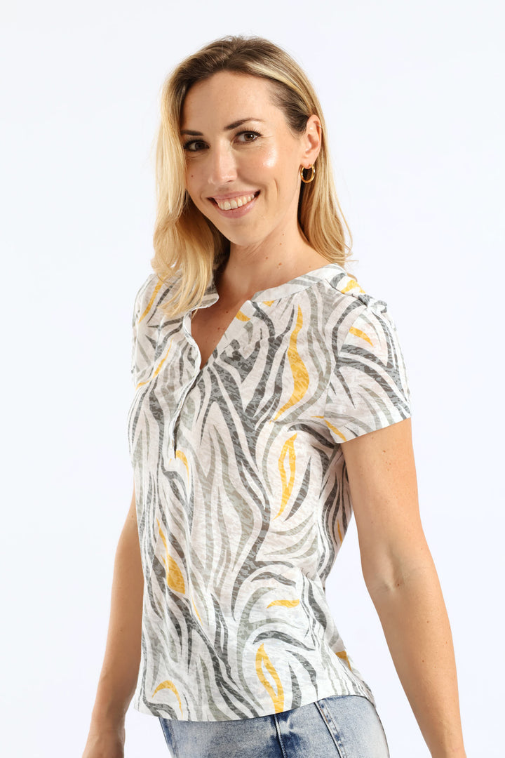 Burnout Henley T-Shirt - Sage