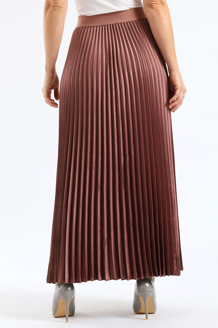 Pleated Satin Maxi Skirt - Mauve