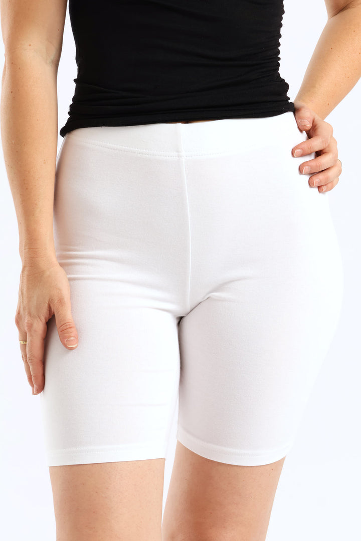Mid Thigh Cycle Short - White