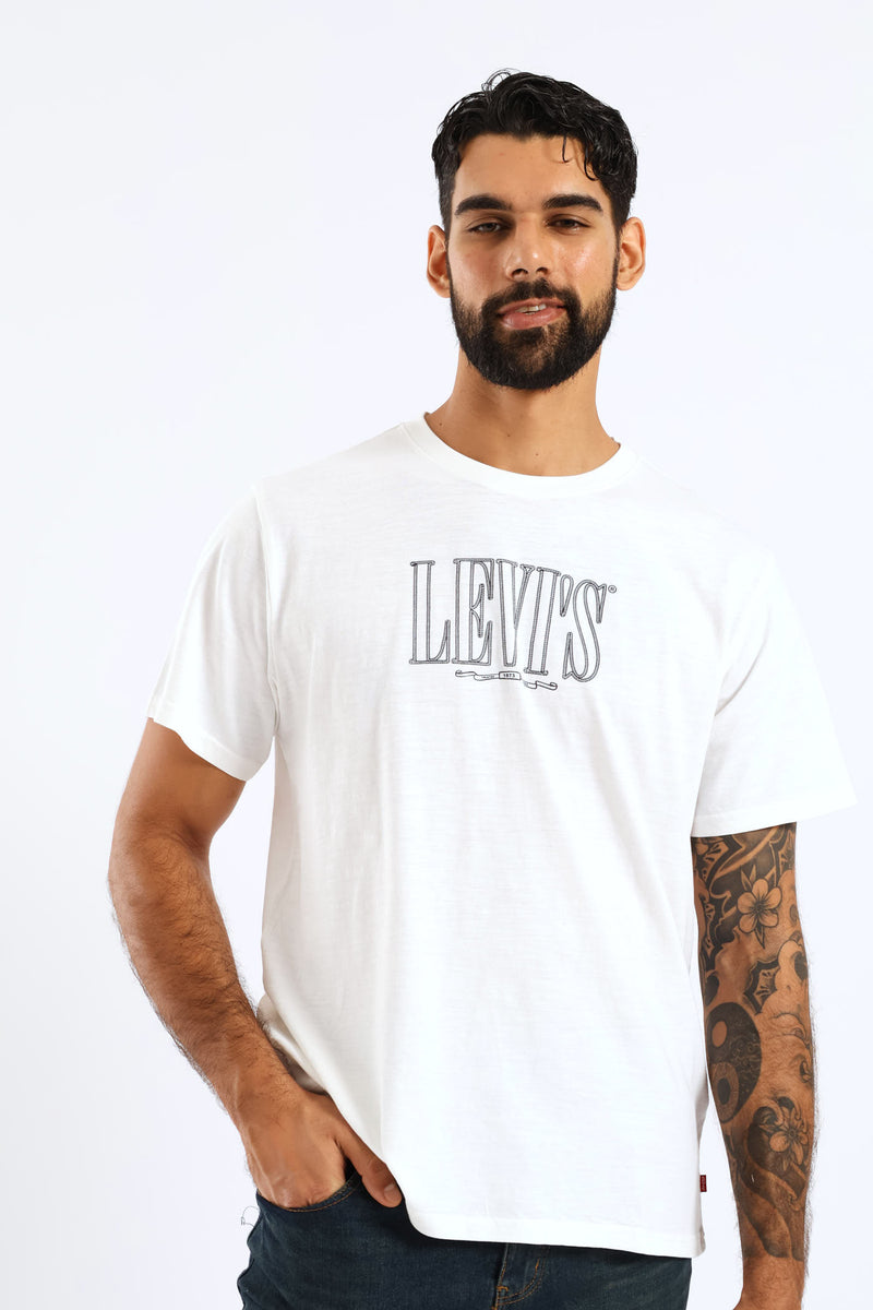 Relaxed Fit Rope Serif Logo Tee - White