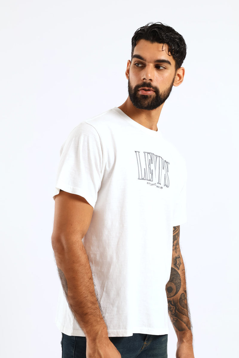 Relaxed Fit Rope Serif Logo Tee - White