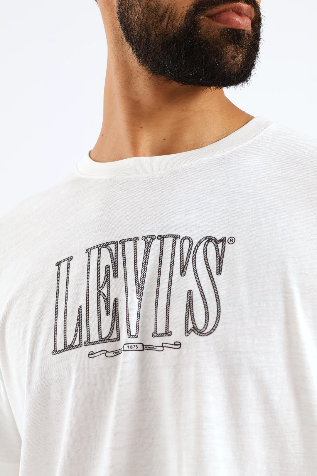 Relaxed Fit Rope Serif Logo Tee - White