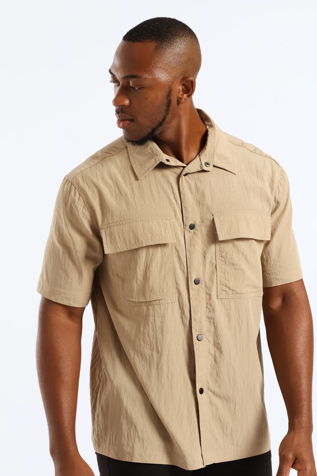 Multi Pocket Boxy Shirt - Taupe
