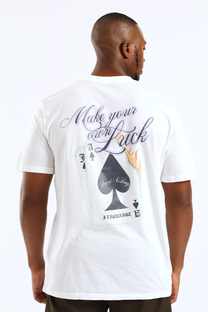 Cards Front & Back Print Tee - White