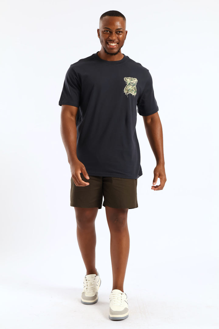 Small Teddy Print Tee - Dark Grey