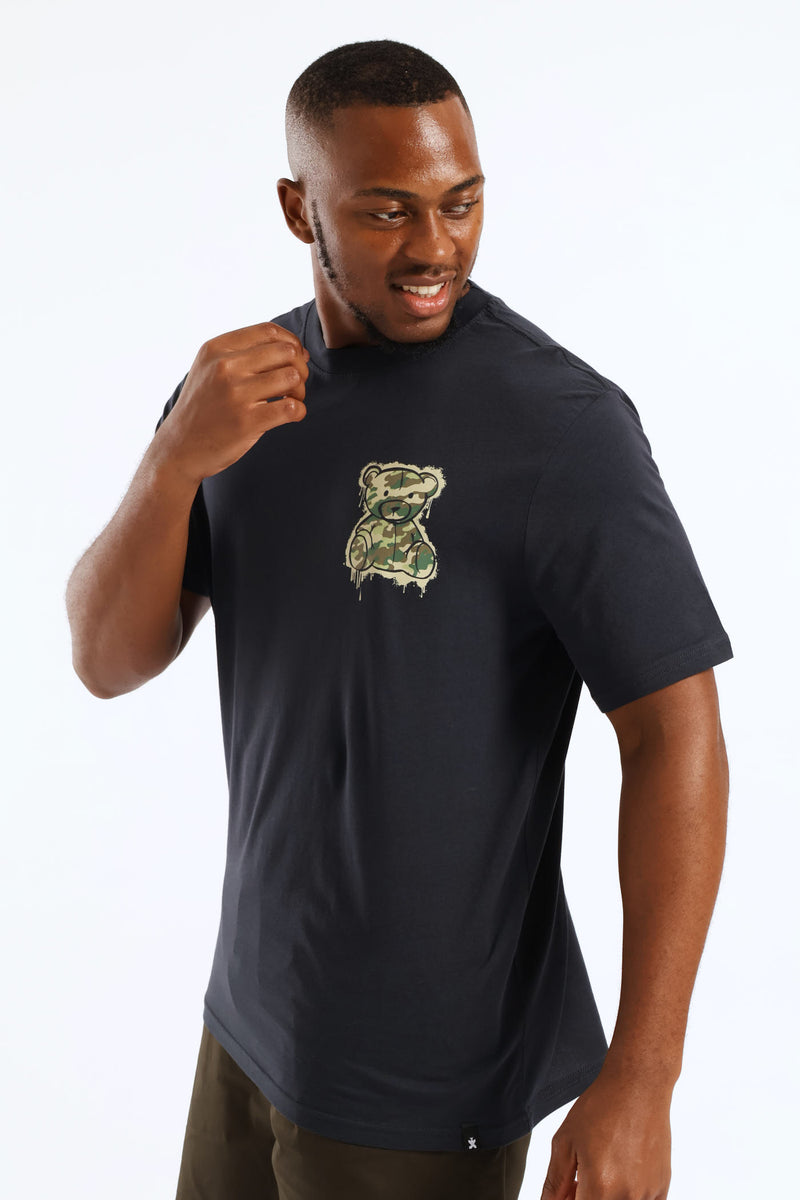 Small Teddy Print Tee - Dark Grey