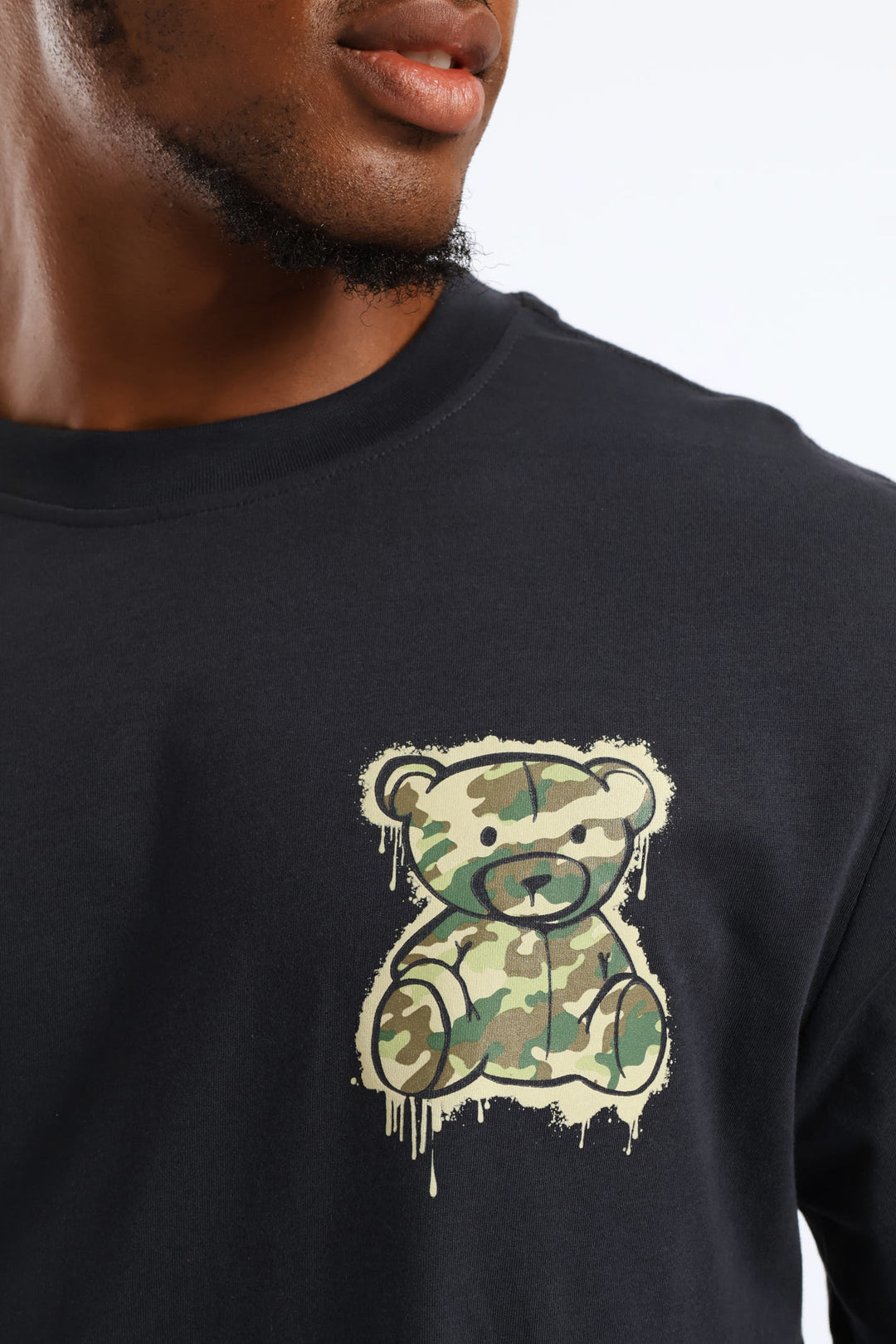 Small Teddy Print Tee - Dark Grey