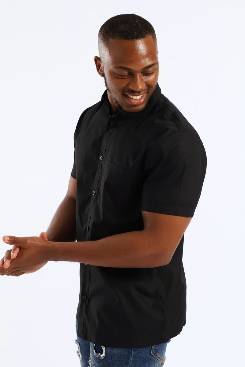 Plain Cotton Shirt - Black