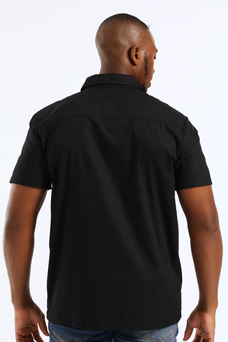 Plain Cotton Shirt - Black