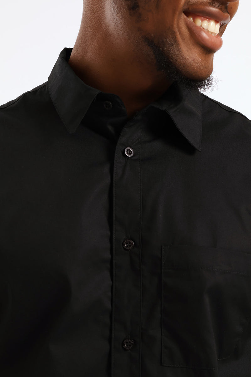 Plain Cotton Shirt - Black