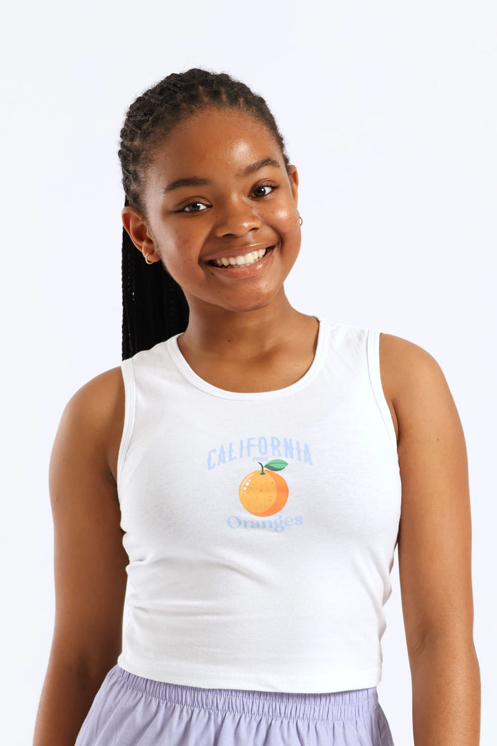 Girls Cali Orange Vest - White