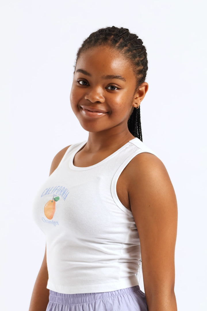 Girls Cali Orange Vest - White