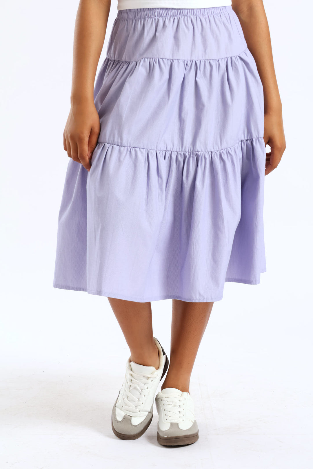 Girls Tiered Stripe Midi Skirt - Multi