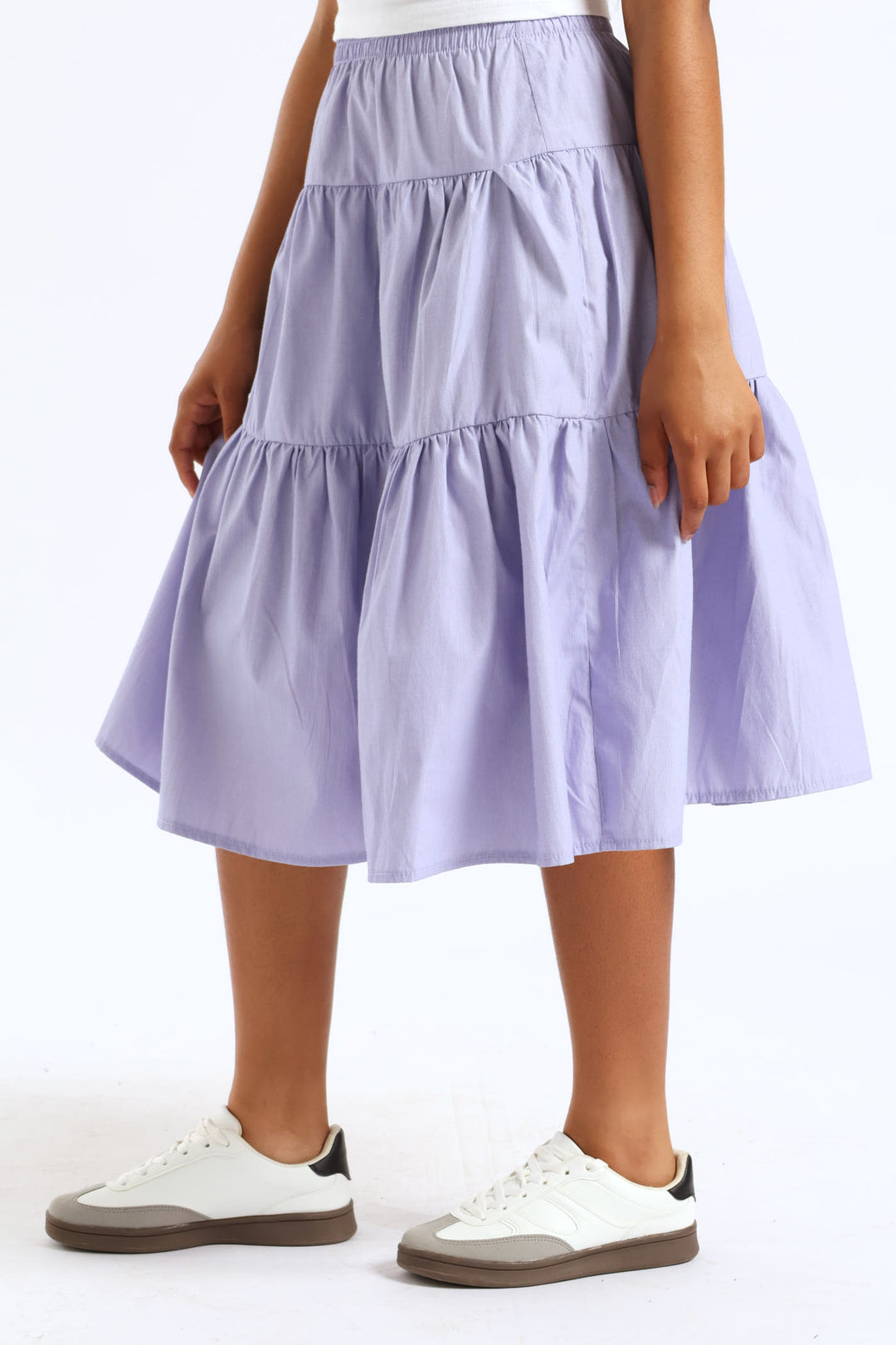 Girls Tiered Stripe Midi Skirt - Multi