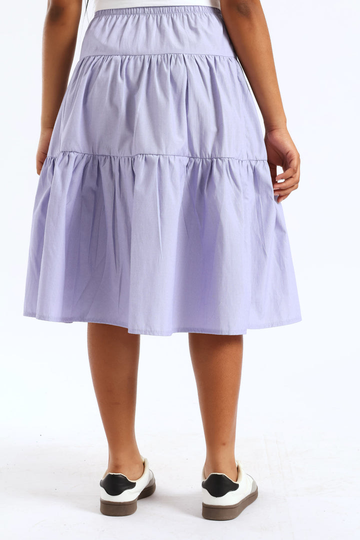 Girls Tiered Stripe Midi Skirt - Multi