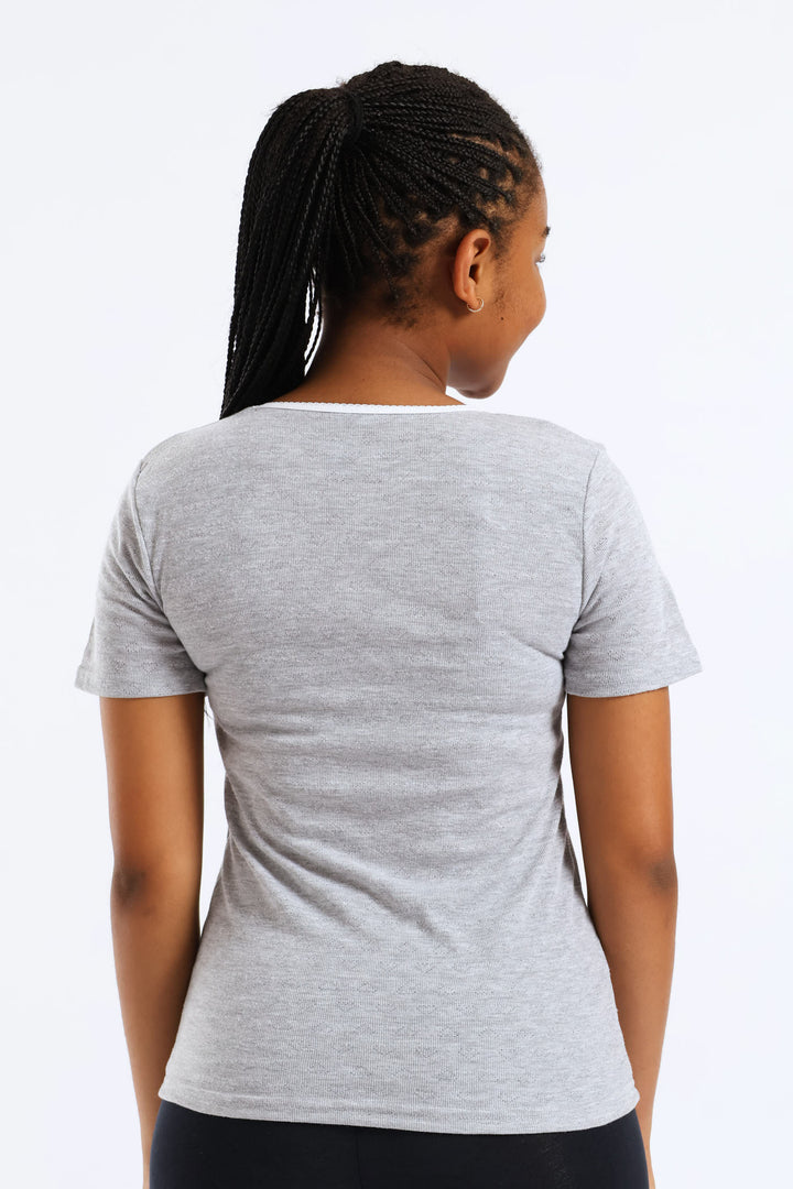 Girls 2 Pack Plain Short Sleeve Vest - Grey