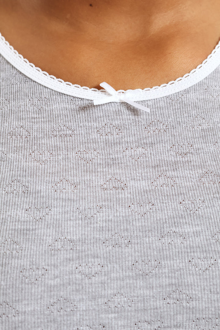 Girls 2 Pack Plain Short Sleeve Vest - Grey