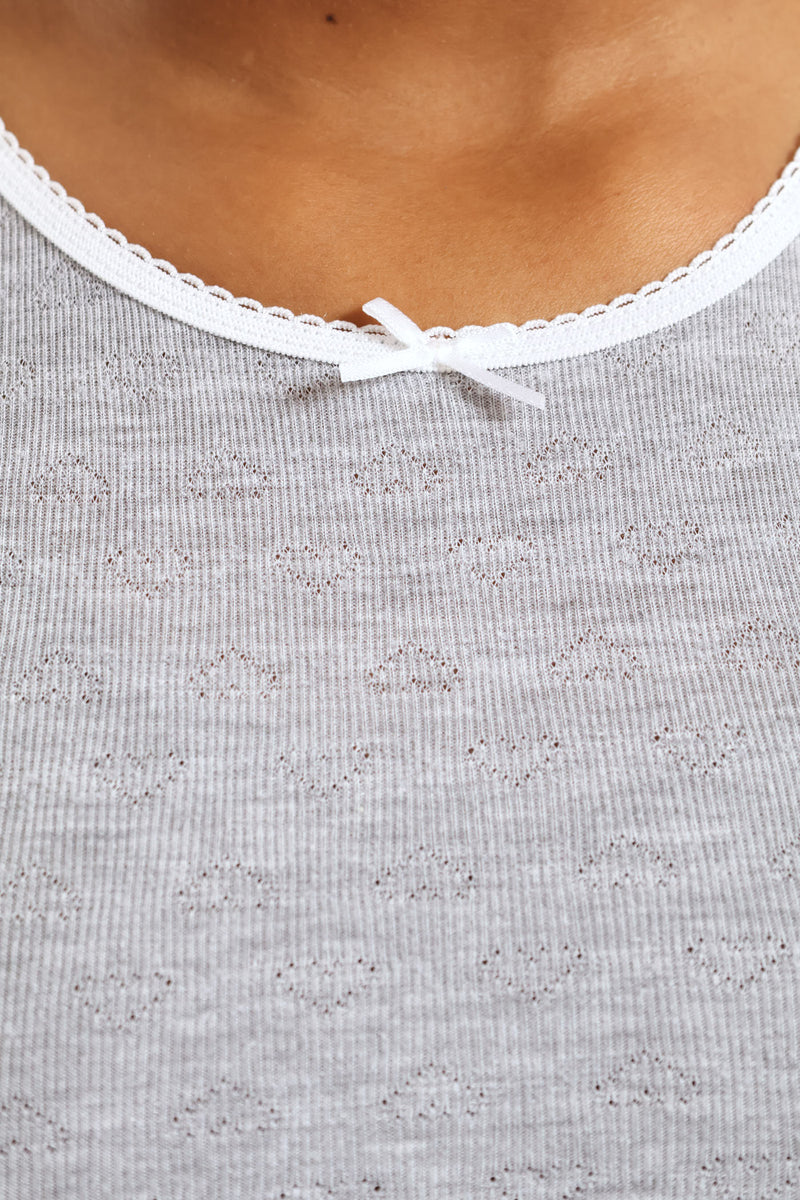 Girls 2 Pack Plain Short Sleeve Vest - Grey