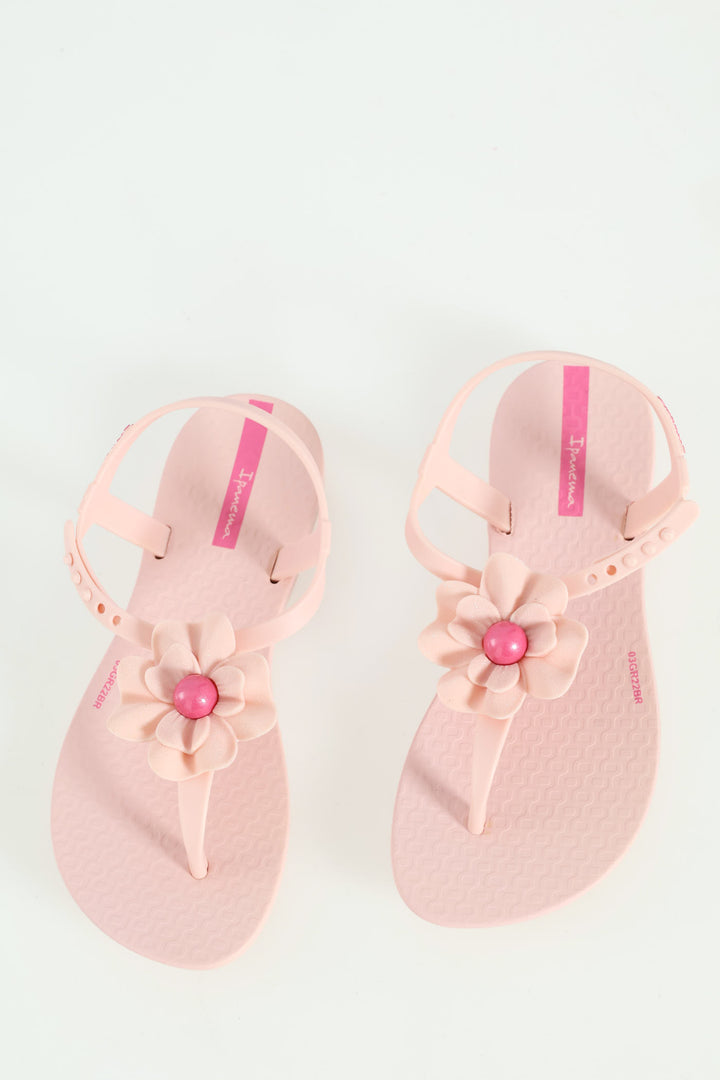 Girls Ipanema Flower Thong Sandal - Pink