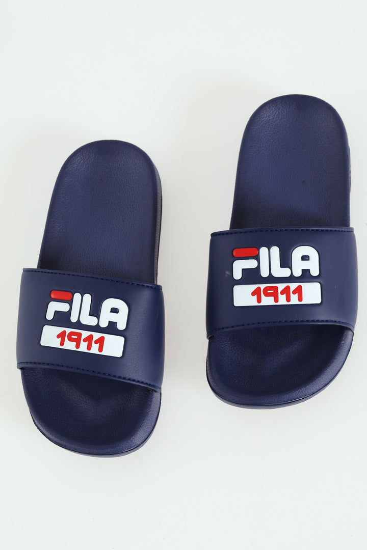 Boys Italy Slide - Navy/Red