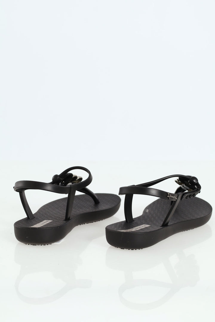 Girls Ipanema Beaded Thong Sandal - Black