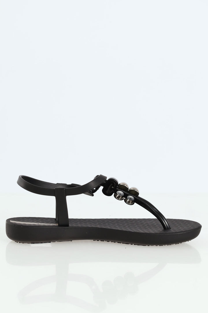 Girls Ipanema Beaded Thong Sandal - Black